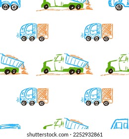 Seamless pattern. Children's drawings with wax crayons
