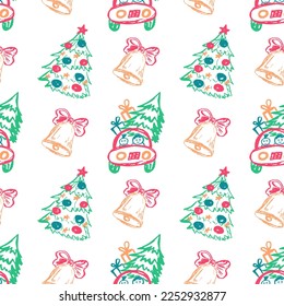 Seamless pattern. Children's drawings with wax crayons