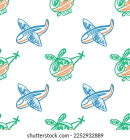 Seamless pattern. Children's drawings with wax crayons