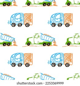 Seamless pattern. Children's drawings with wax crayons