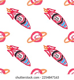 Seamless pattern. Children's drawings with wax crayons