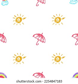 Seamless pattern. Children's drawings with wax crayons