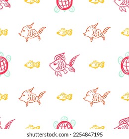 Seamless pattern. Children's drawings with wax crayons