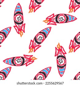 Seamless pattern. Children's drawings with wax crayons