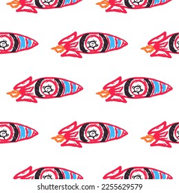 Seamless pattern. Children's drawings with wax crayons