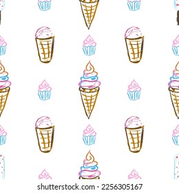Seamless pattern. Children's drawings with wax crayons