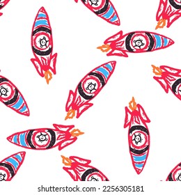 Seamless pattern. Children's drawings with wax crayons