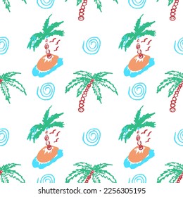 Seamless pattern. Children's drawings with wax crayons