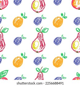 Seamless pattern. Children's drawings with wax crayons