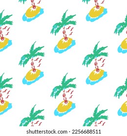 Seamless pattern. Children's drawings with wax crayons