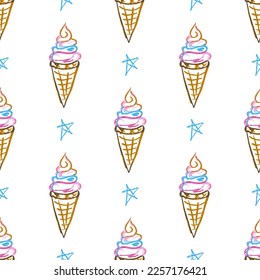 Seamless pattern. Children's drawings with wax crayons