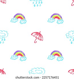 Seamless pattern. Children's drawings with wax crayons