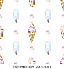 Seamless pattern. Children's drawings with wax crayons