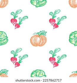 Seamless pattern. Children's drawings with wax crayons