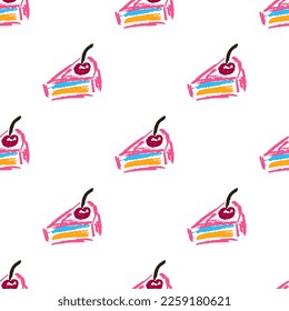 Seamless pattern. Children's drawings with wax crayons