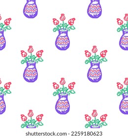 Seamless pattern. Children's drawings with wax crayons