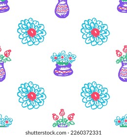 Seamless pattern. Children's drawings with wax crayons