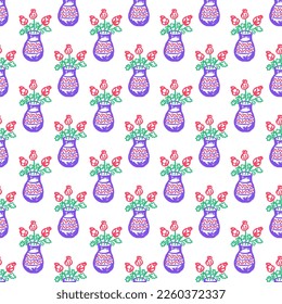 Seamless pattern. Children's drawings with wax crayons
