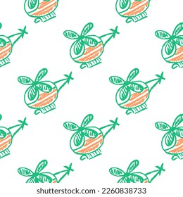 Seamless pattern. Children's drawings with wax crayons