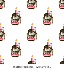 Seamless pattern. Children's drawings with wax crayons