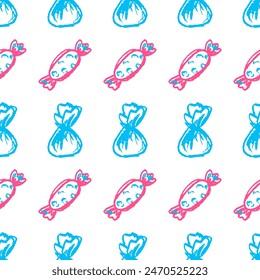 Seamless pattern. Children's drawings with wax crayons