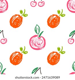 Seamless pattern. Children's drawings with wax crayons