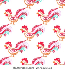 Seamless pattern. Children's drawings with wax crayons
