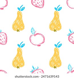 Seamless pattern. Children's drawings with wax crayons