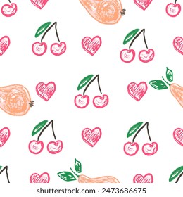 Seamless pattern. Children's drawings with wax crayons