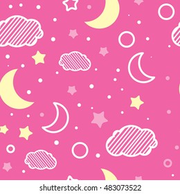 seamless pattern. children's pattern. night pattern. moon and st