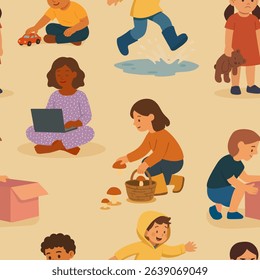 Seamless pattern of children's plots. Vector stock illustration eps10.