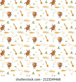 Seamless pattern in the children's style of twigs and flowers. Packaging paper, textiles.