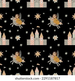 Seamless pattern for children's textiles with rainbows and unicorns. perfect for bed linen, baby clothes, paper design