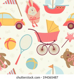 Seamless pattern with children's toys
