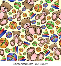 Seamless pattern with children's toys