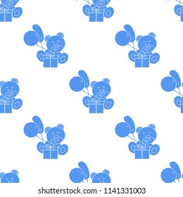 Seamless pattern with children's toys. Bear, gift, balloons.