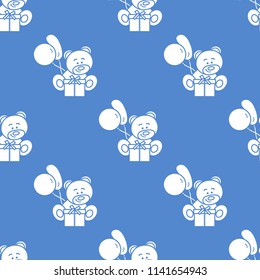 Seamless pattern with children's toys. Bear, gift, balloons.