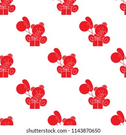 Seamless pattern with children's toys. Bear, gift, balloons.