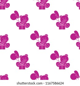 Seamless pattern with children's toys. Bear, gift, balloons.
