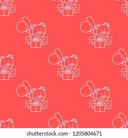 Seamless pattern with children's toys. Bear, gift, balloons.