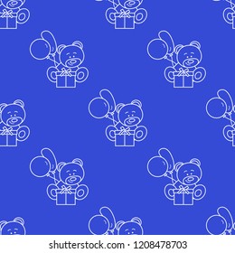 Seamless pattern with children's toys. Bear, gift, balloons.