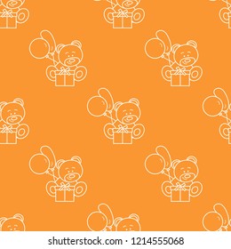 Seamless pattern with children's toys. Bear, gift, balloons.