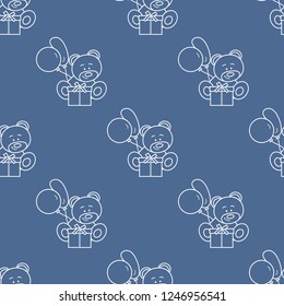Seamless pattern with children's toys. Bear, gift, balloons.