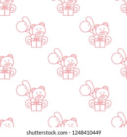 Seamless pattern with children's toys. Bear, gift, balloons.