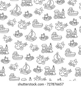 Seamless pattern with childrens toys. Can be used for textile, website background, book cover, packaging.