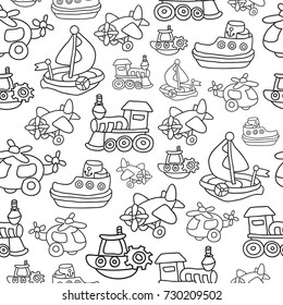 Seamless pattern with childrens toys. Can be used for textile, website background, book cover, packaging.
