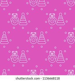Seamless pattern with children's toys. Roly-poly, pyramid.