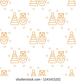 Seamless pattern with children's toys. Roly-poly, pyramid.