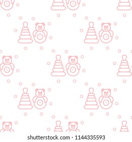 Seamless pattern with children's toys. Roly-poly, pyramid.