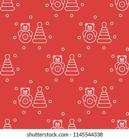 Seamless pattern with children's toys. Roly-poly, pyramid.